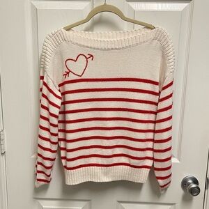 LOFT Striped Heart Sweater